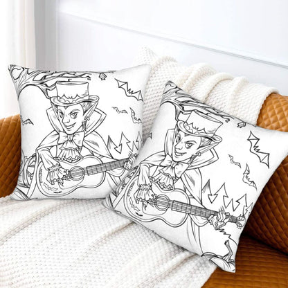 Halloween Decorative Throw Pillow Covers 18x18 inch Set of 2 Toile Spooky Skulls Velvet Cushion Covers for Sofa Couch