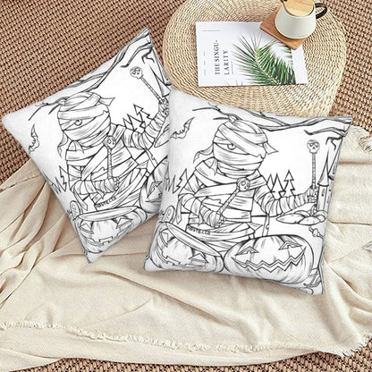 Halloween Decorative Throw Pillow Covers 18x18 inch Set of 2 Toile Spooky Skulls Velvet Cushion Covers for Sofa Couch