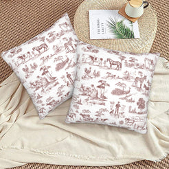 Toile throw pillow covers 18x18 Set of 2 for sofa couch and living room decor