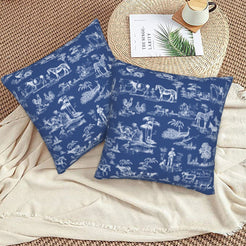 Toile throw pillow covers 18x18 Set of 2 for sofa couch and living room decor