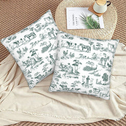 Toile throw pillow covers 18x18 Set of 2 for sofa couch and living room decor