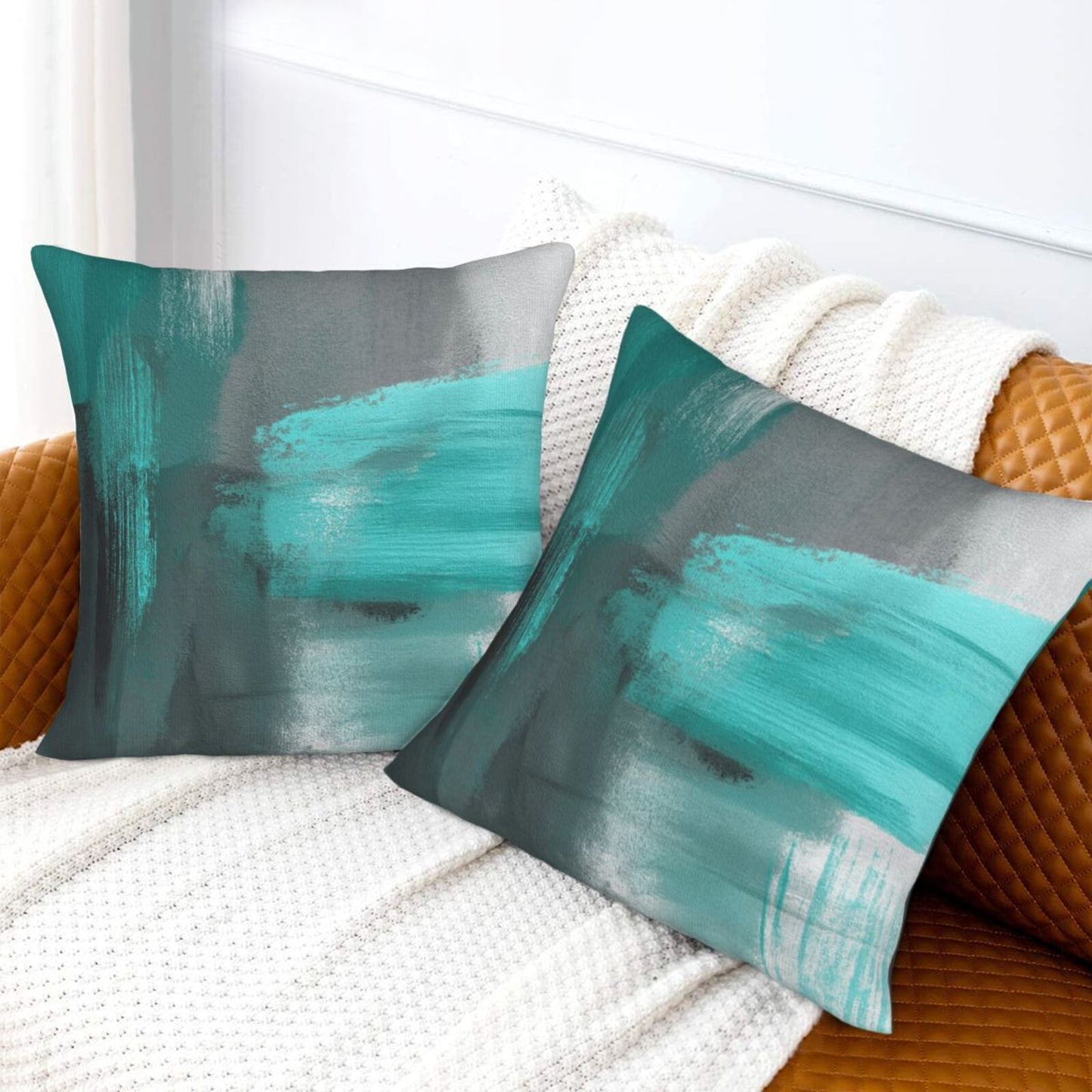 Abstract Throw Pillow Covers 18x18 inch Set of 2 Modern Art Velvet Decorative Cushion Covers for Bedroom Sofa Living Room
