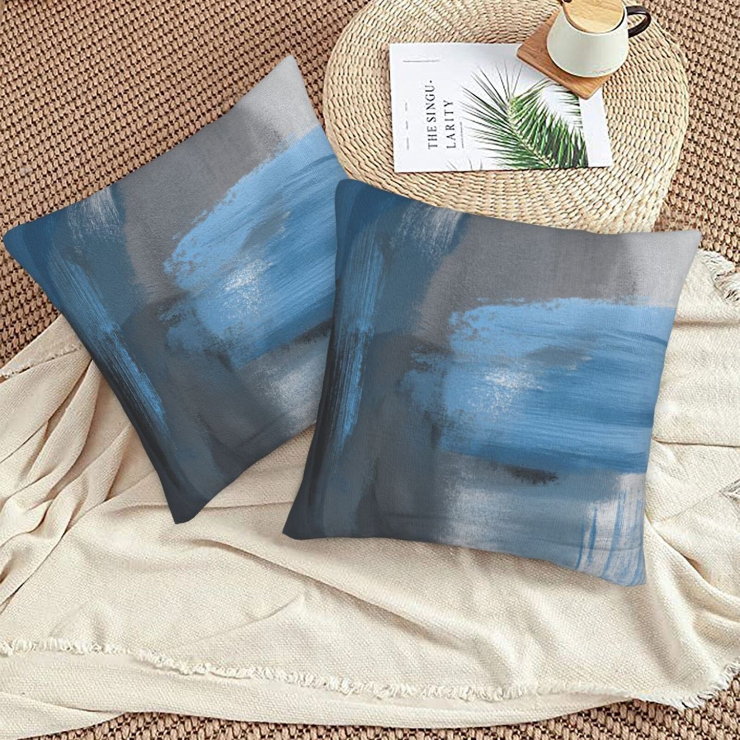 Abstract Throw Pillow Covers 18x18 inch Set of 2 Modern Art Velvet Decorative Cushion Covers for Bedroom Sofa Living Room