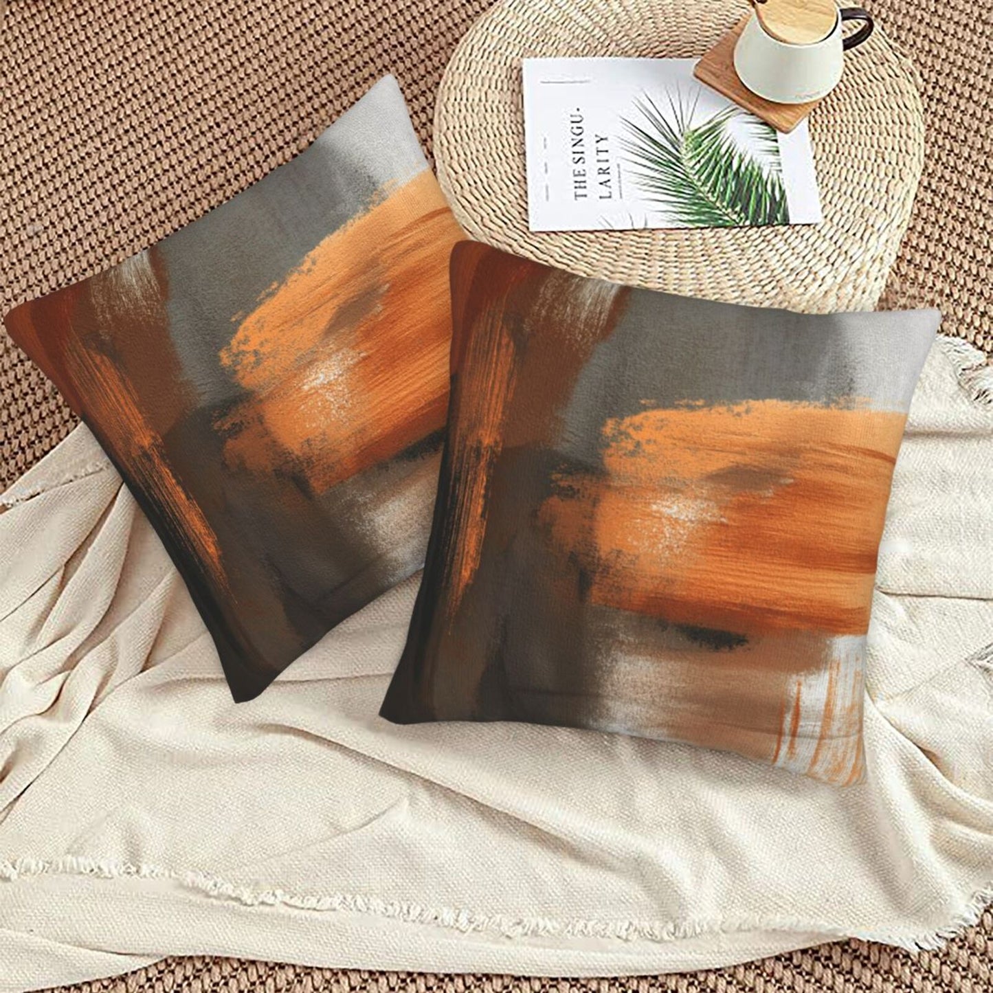 Abstract Throw Pillow Covers 18x18 inch Set of 2 Modern Art Velvet Decorative Cushion Covers for Bedroom Sofa Living Room