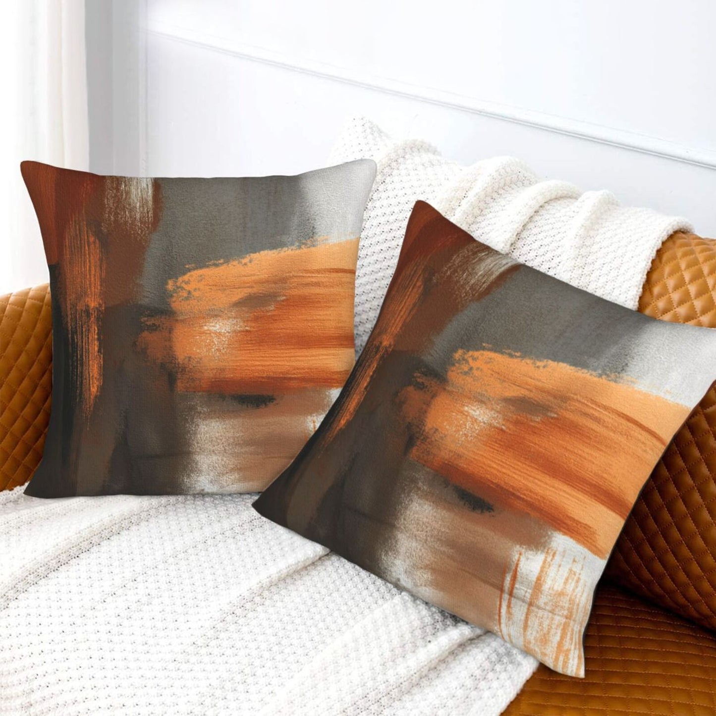 Abstract Throw Pillow Covers 18x18 inch Set of 2 Modern Art Velvet Decorative Cushion Covers for Bedroom Sofa Living Room