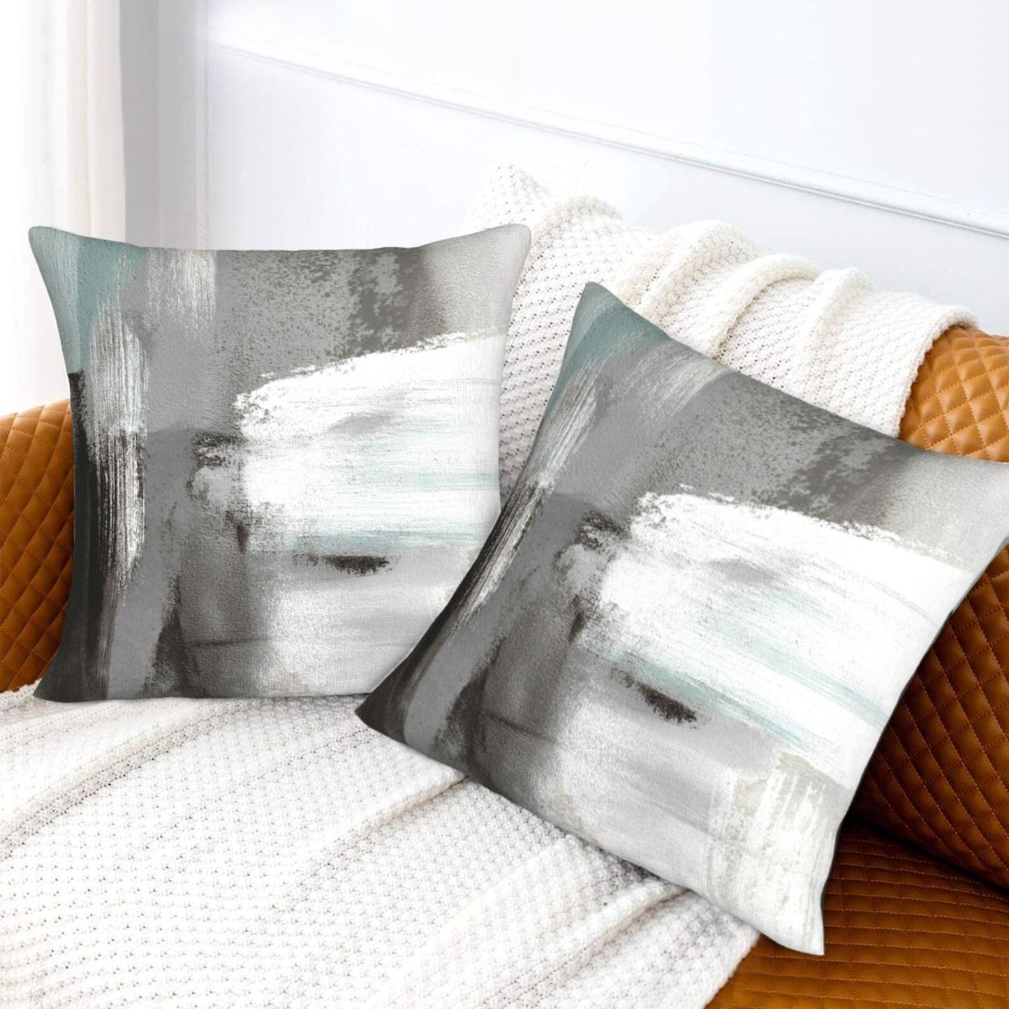 Abstract Throw Pillow Covers 18x18 inch Set of 2 Modern Art Velvet Decorative Cushion Covers for Bedroom Sofa Living Room