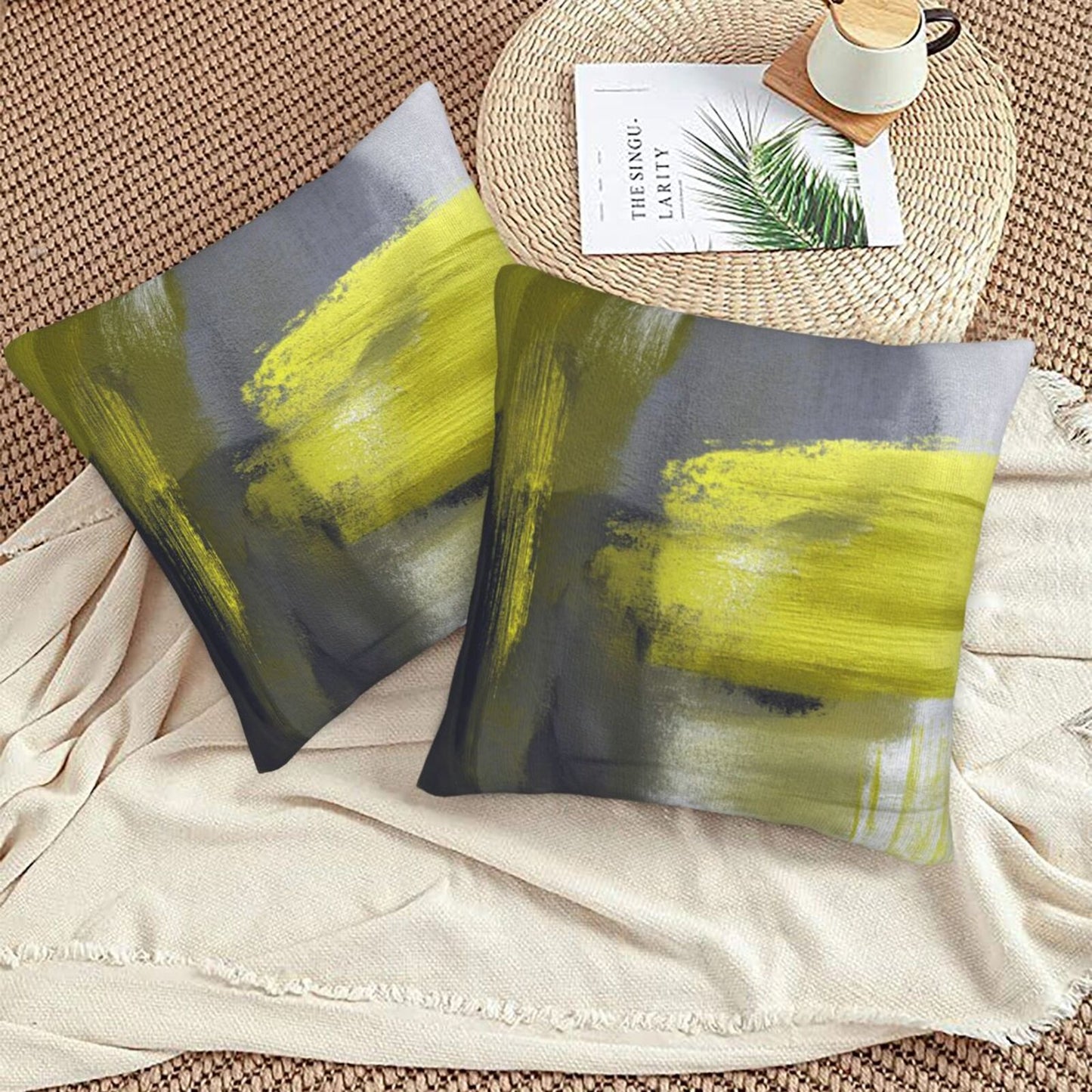 Abstract Throw Pillow Covers 18x18 inch Set of 2 Modern Art Velvet Decorative Cushion Covers for Bedroom Sofa Living Room