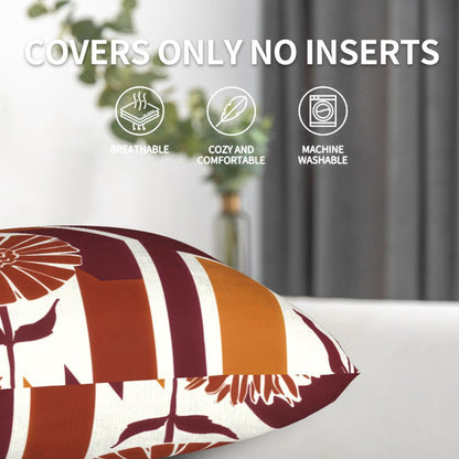 Fall Floral Throw Pillow Covers 18x18 inch Set of 2 Modern Geometric Velvet Decorative Cushion Covers for Sofa Couch Living Room