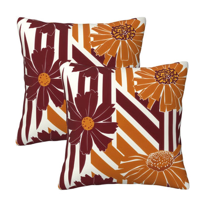 Fall Floral Throw Pillow Covers 18x18 inch Set of 2 Modern Geometric Velvet Decorative Cushion Covers for Sofa Couch Living Room