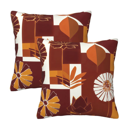 Fall Floral Throw Pillow Covers 18x18 inch Set of 2 Modern Geometric Velvet Decorative Cushion Covers for Sofa Couch Living Room