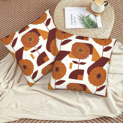 Fall Floral Throw Pillow Covers 18x18 inch Set of 2 Modern Geometric Velvet Decorative Cushion Covers for Sofa Couch Living Room
