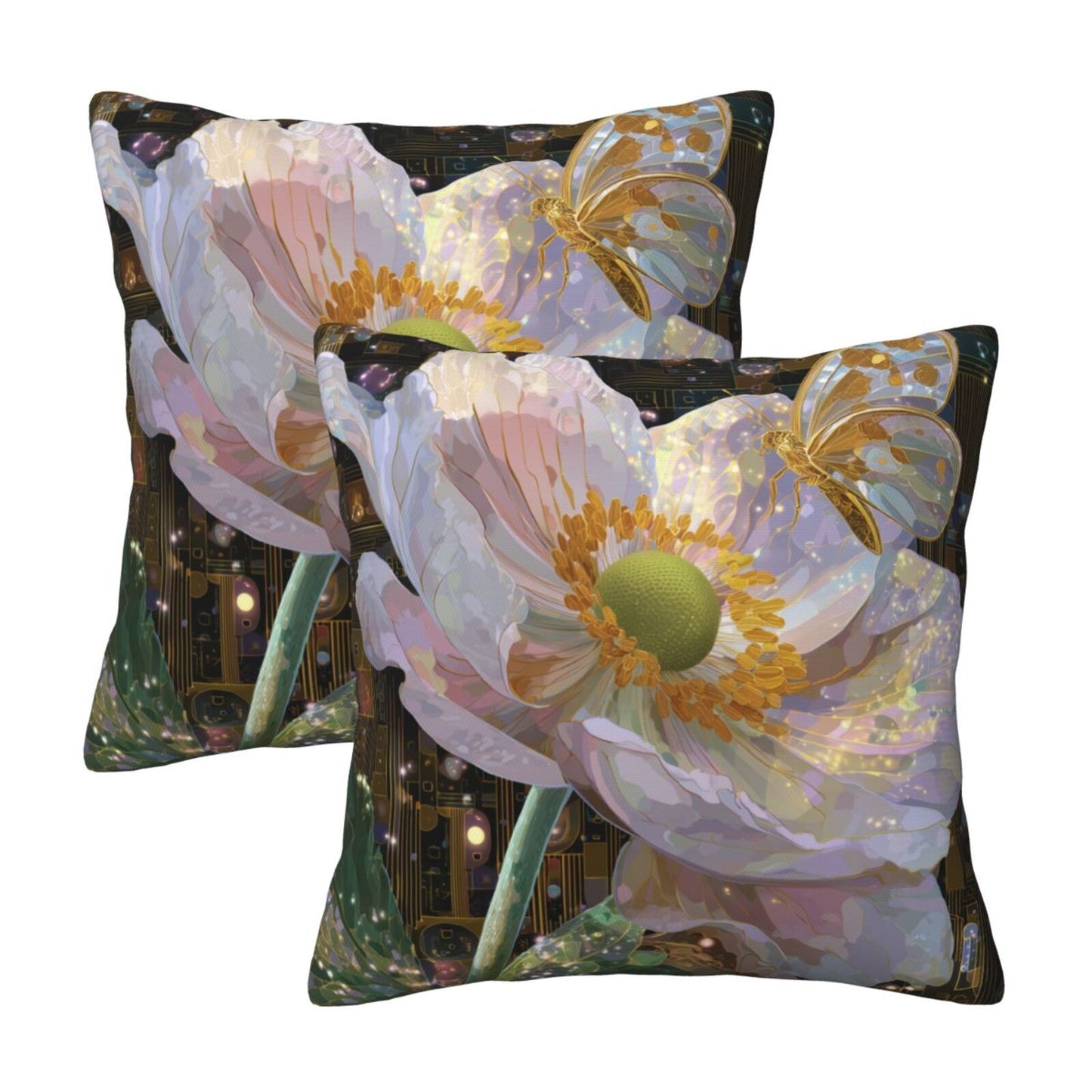 Autumn Throw Pillow Covers 18x18 inch Set of 2 Floral Velvet Decorative Cushion Covers for Sofa Couch Living Room
