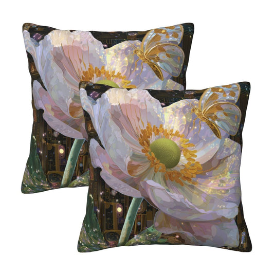 Autumn Throw Pillow Covers 18x18 inch Set of 2 Floral Velvet Decorative Cushion Covers for Sofa Couch Living Room