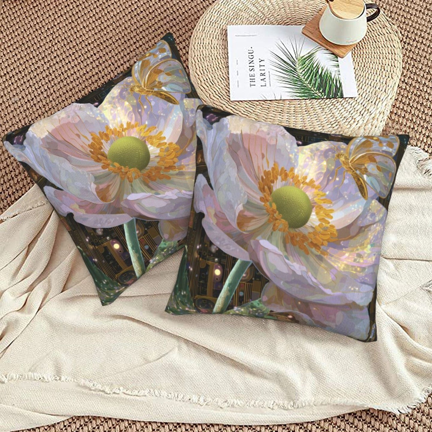Autumn Throw Pillow Covers 18x18 inch Set of 2 Floral Velvet Decorative Cushion Covers for Sofa Couch Living Room