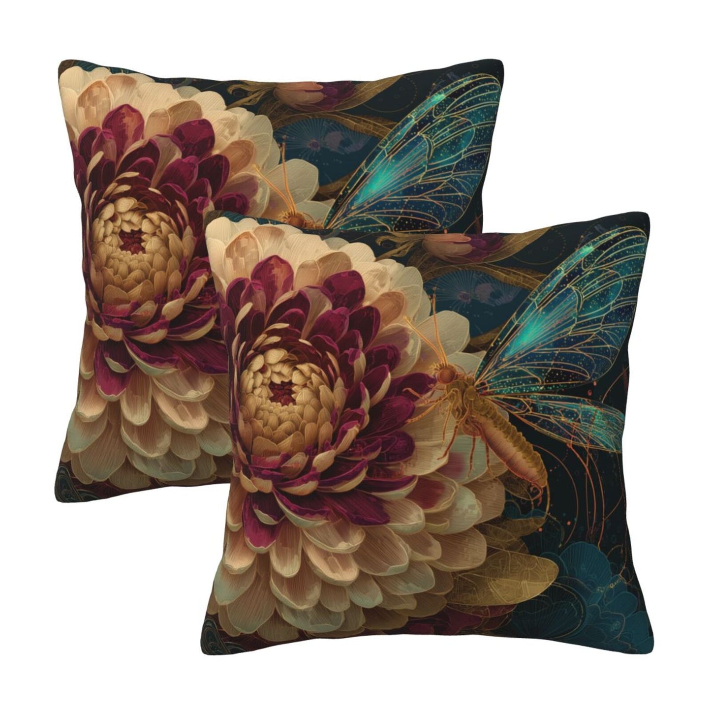 Autumn Throw Pillow Covers 18x18 inch Set of 2 Floral Velvet Decorative Cushion Covers for Sofa Couch Living Room