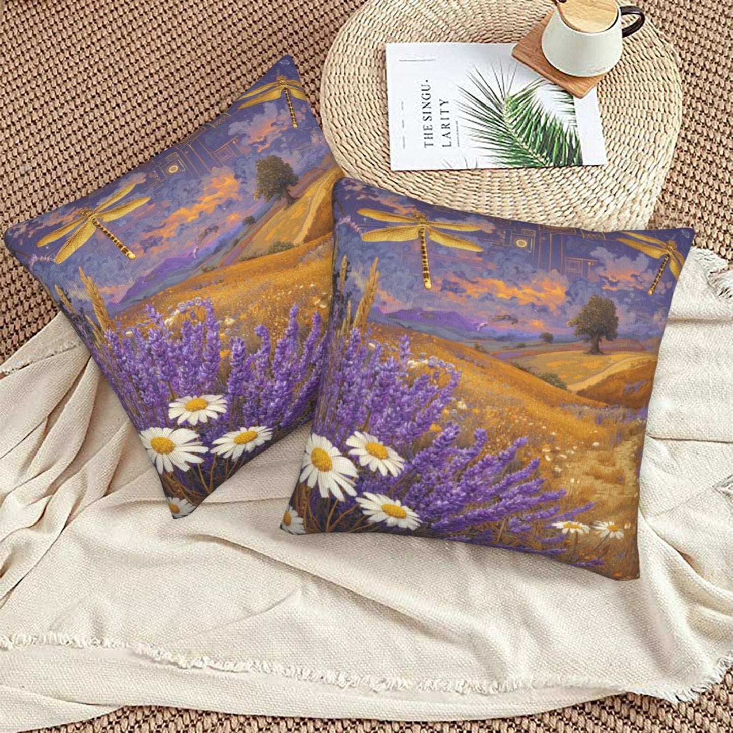 Autumn Throw Pillow Covers 18x18 inch Set of 2 Floral Velvet Decorative Cushion Covers for Sofa Couch Living Room