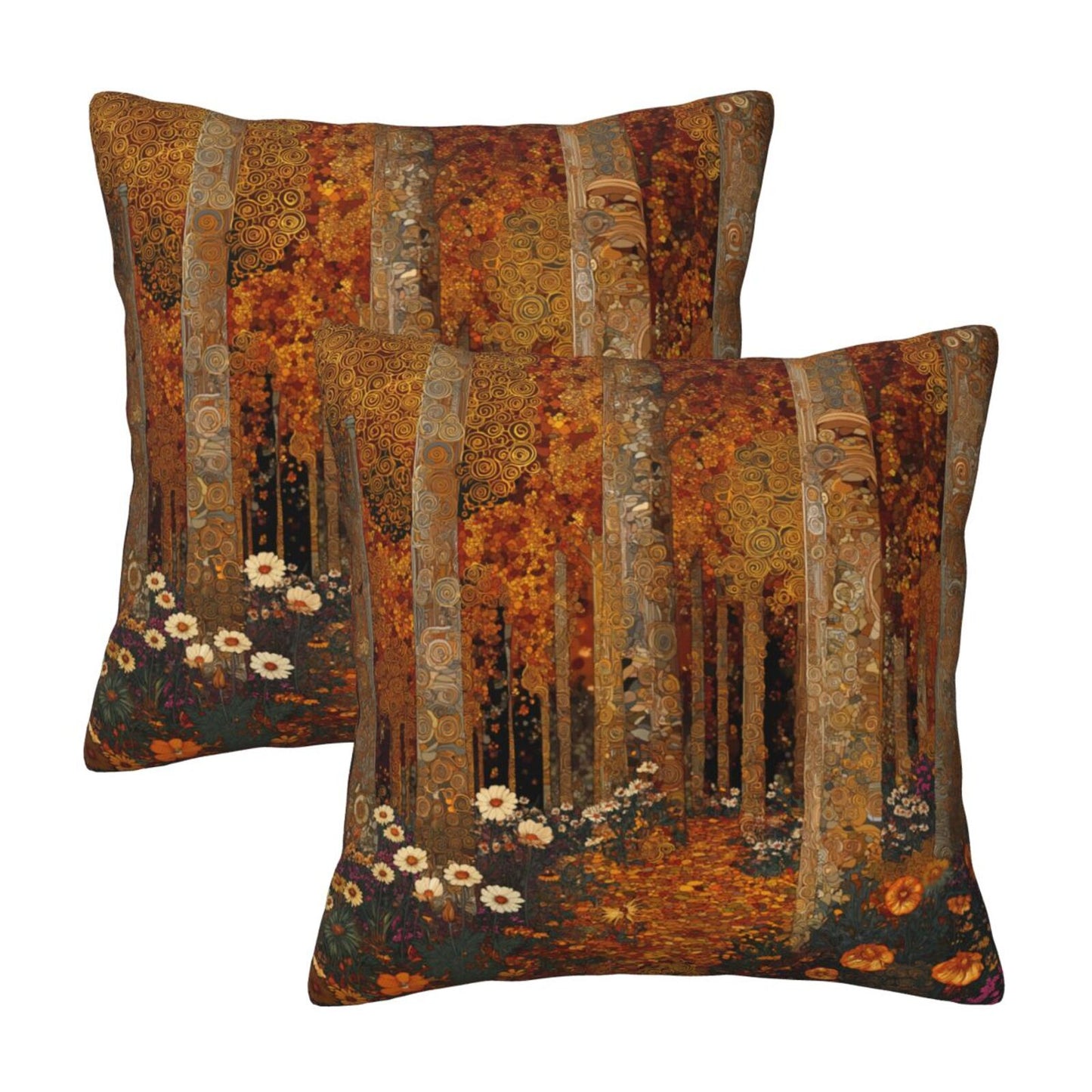 Autumn Throw Pillow Covers 18x18 inch Set of 2 Floral Velvet Decorative Cushion Covers for Sofa Couch Living Room