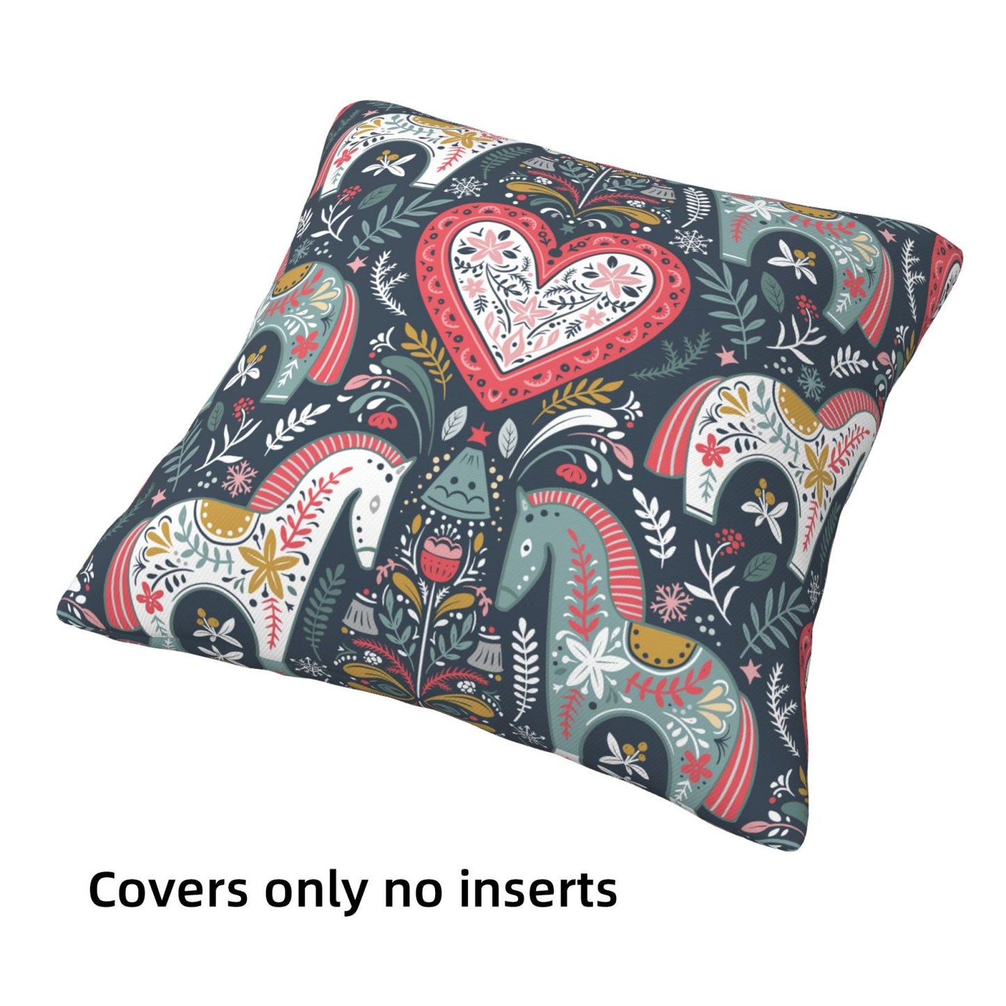 Scandinavian Christmas Throw Pillow Covers 18x18 inch Set of 4 Winter Holiday Folk Art Decorative Cushion Covers for Sofa Couch Home