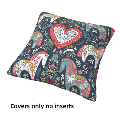 Scandinavian Christmas Throw Pillow Covers 18x18 inch Set of 4 Winter Holiday Folk Art Decorative Cushion Covers for Sofa Couch Home