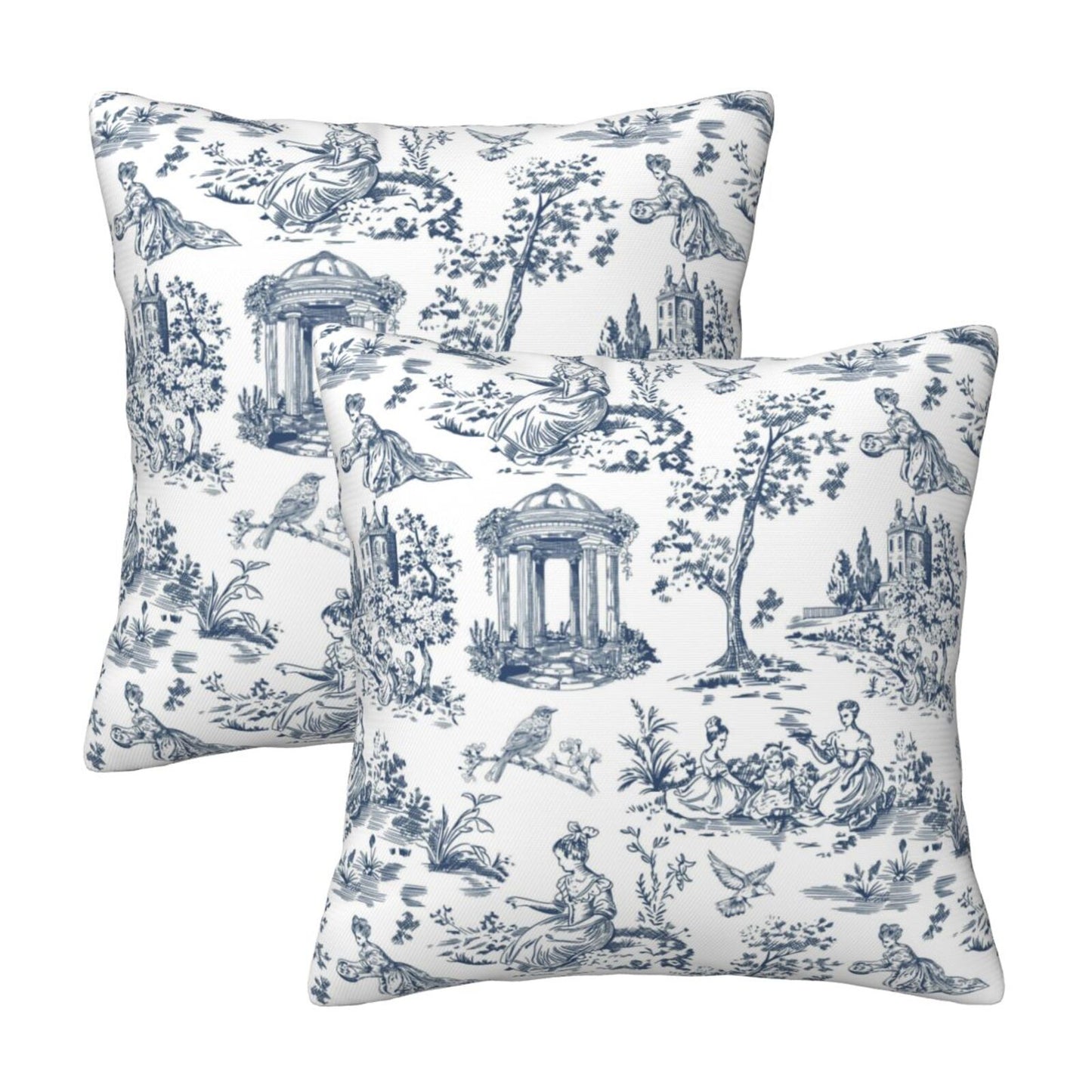 Farmhouse Toile Throw Pillow Covers | French Country Velvet Decorative Cushion Covers