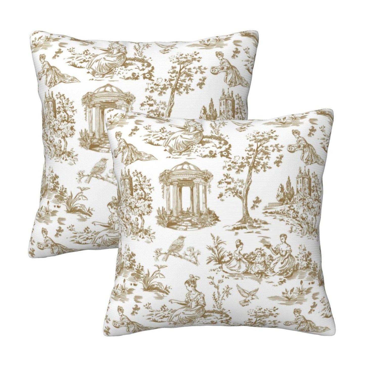 Farmhouse Toile Throw Pillow Covers | French Country Velvet Decorative Cushion Covers