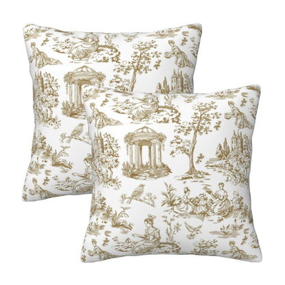 Farmhouse Toile Throw Pillow Covers | French Country Velvet Decorative Cushion Covers