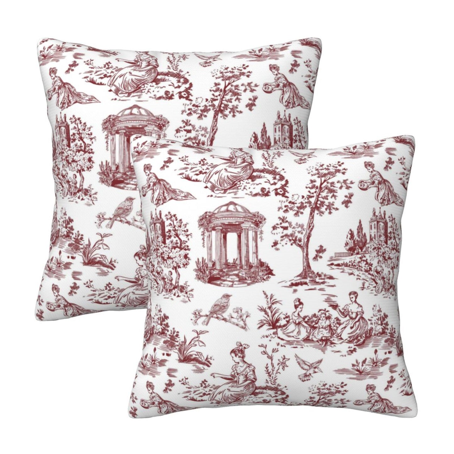 Farmhouse Toile Throw Pillow Covers | French Country Velvet Decorative Cushion Covers