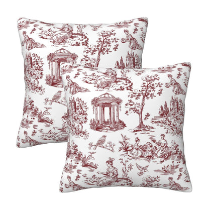 Farmhouse Toile Throw Pillow Covers | French Country Velvet Decorative Cushion Covers