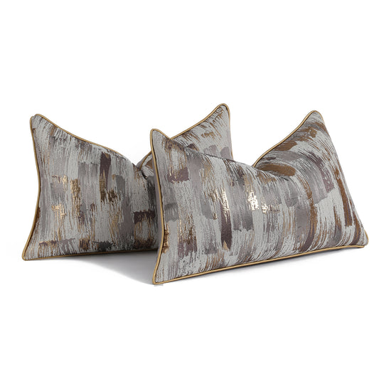 Modern Abstract Jacquard Throw Pillow Covers, Set of 2 | Luxury Decorative Cushions