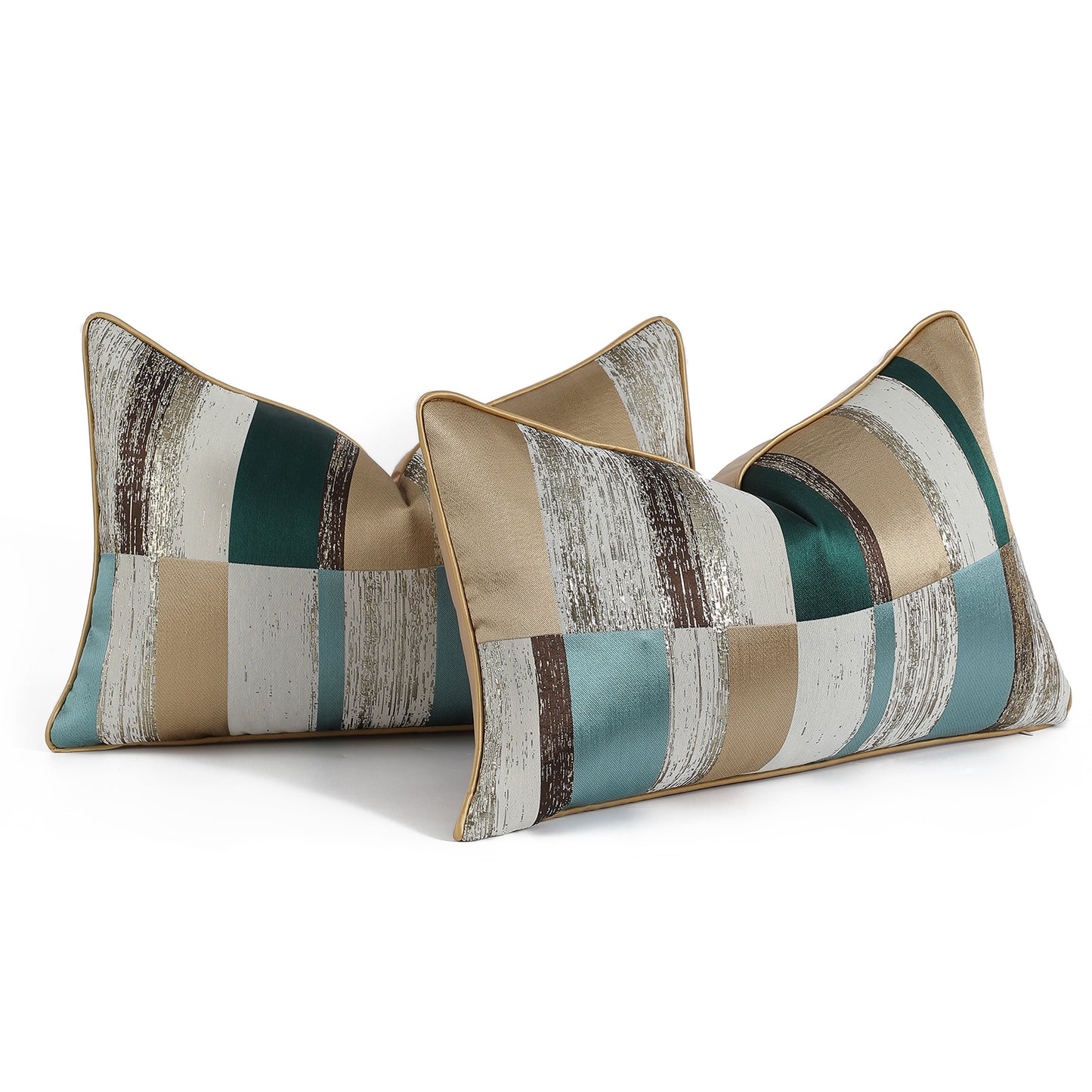 Modern Abstract Jacquard Throw Pillow Covers, Set of 2 | Luxury Decorative Cushions