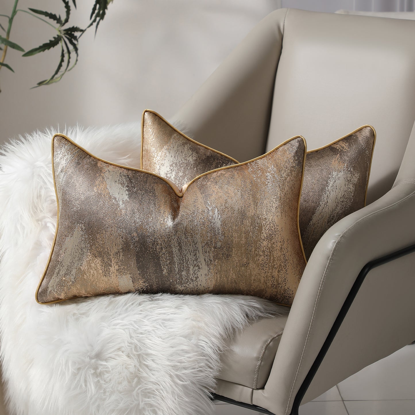 Modern Abstract Jacquard Throw Pillow Covers, Set of 2 | Luxury Decorative Cushions