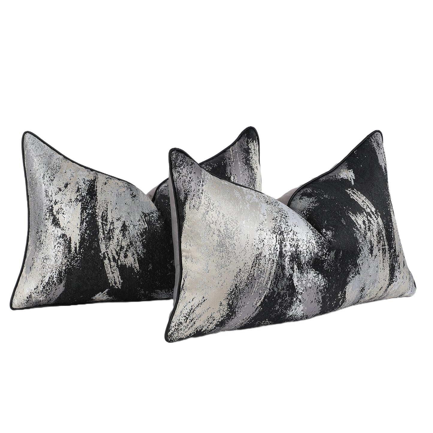Modern Abstract Jacquard Throw Pillow Covers, Set of 2 | Luxury Decorative Cushions