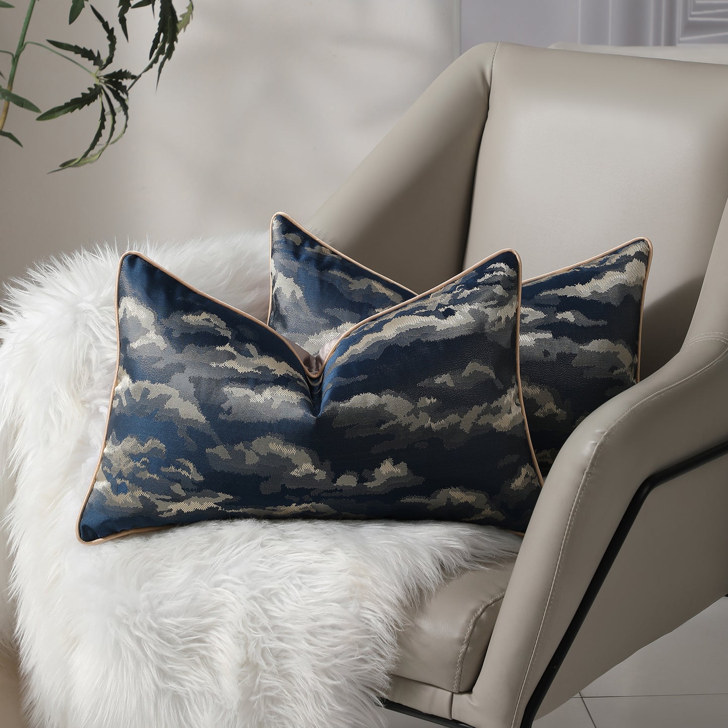 Modern Abstract Jacquard Throw Pillow Covers, Set of 2 | Luxury Decorative Cushions