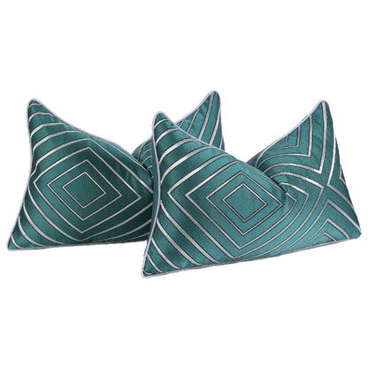 Modern Abstract Jacquard Throw Pillow Covers, Set of 2 | Luxury Decorative Cushions