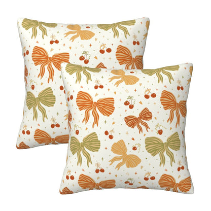 Autumn Harvest Decorative Pillow Covers - Pumpkins, Bows & Fall Themes (Set of 2)