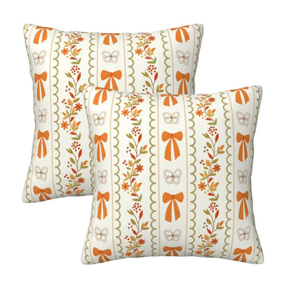 Autumn Harvest Decorative Pillow Covers - Pumpkins, Bows & Fall Themes (Set of 2)