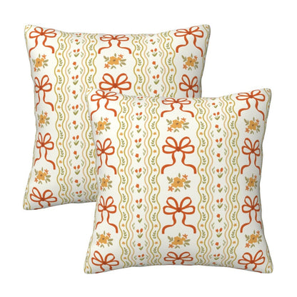 Autumn Harvest Decorative Pillow Covers - Pumpkins, Bows & Fall Themes (Set of 2)