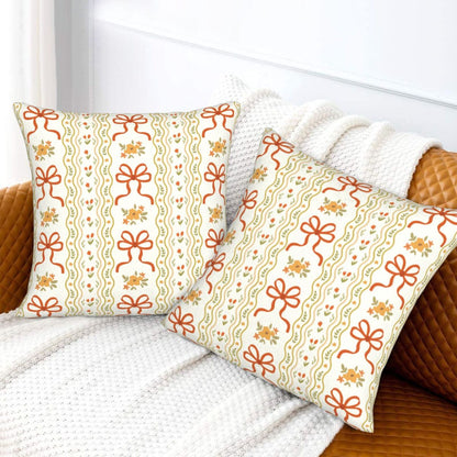Autumn Harvest Decorative Pillow Covers - Pumpkins, Bows & Fall Themes (Set of 2)