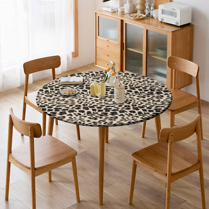 Leopard Print Tablecloth with Elastic Edge - Round & Oval Sizes Available