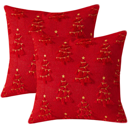 Christmas Tree Throw Pillow Covers 18x18 inch Set of 2 Winter Holiday Decorative Cushion Covers for Sofa