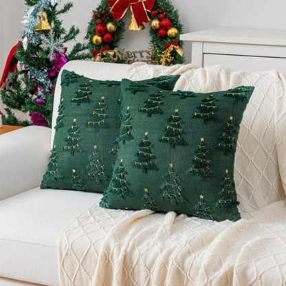 Christmas Tree Throw Pillow Covers 18x18 inch Set of 2 Winter Holiday Decorative Cushion Covers for Sofa
