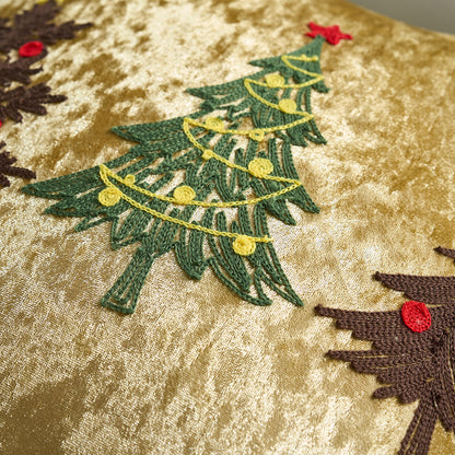 Christmas Throw Pillow Covers 18x18 inch Set of 2 Embroidered Christmas Tree Velvet Cushion Covers for Holiday Decor