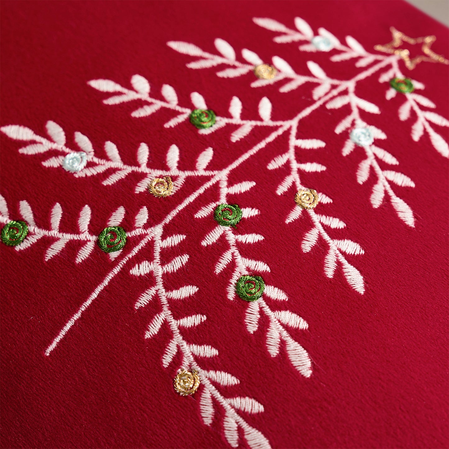 Christmas Tree Lumbar Pillow Covers 12x20 inch Set of 2 Xmas Embroidery Velvet Decorative Cushion Covers