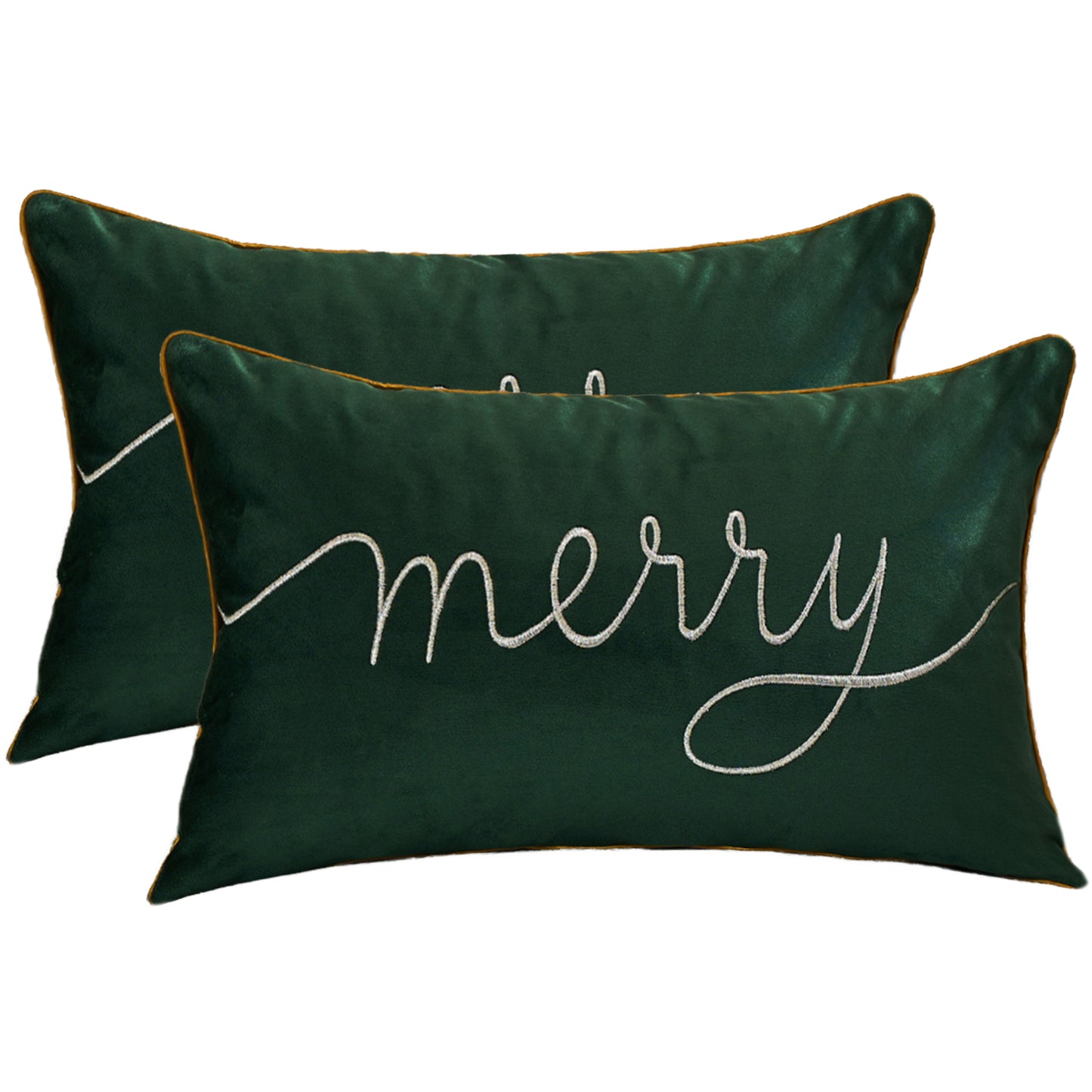 Christmas Tree Lumbar Pillow Covers 12x20 inch Set of 2 Xmas Embroidery Velvet Decorative Cushion Covers