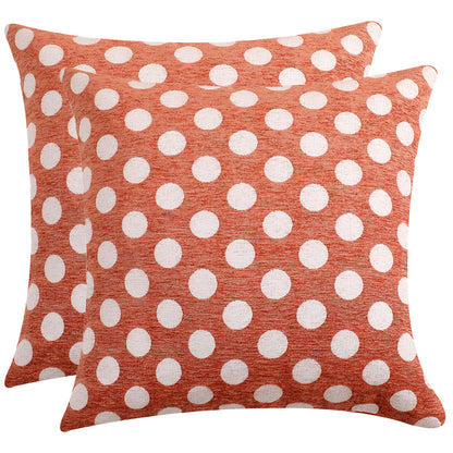 Orange Dot Throw Pillow Covers 18x18 inch Set of 2 Chenille Fall Bohemian Farmhouse Decorative Cushion Covers