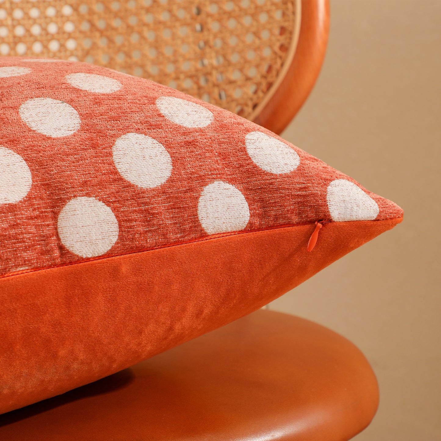 Orange Dot Throw Pillow Covers 18x18 inch Set of 2 Chenille Fall Bohemian Farmhouse Decorative Cushion Covers