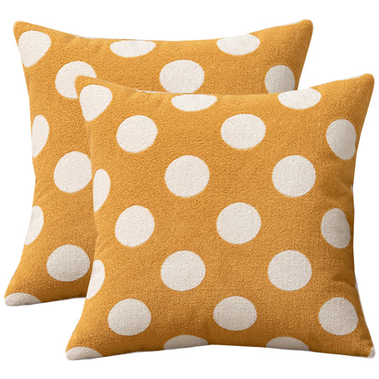 Polka Dots Throw Pillow Covers 18x18 inch Set of 2 Bohemian Farmhouse Decorative Cushion Covers