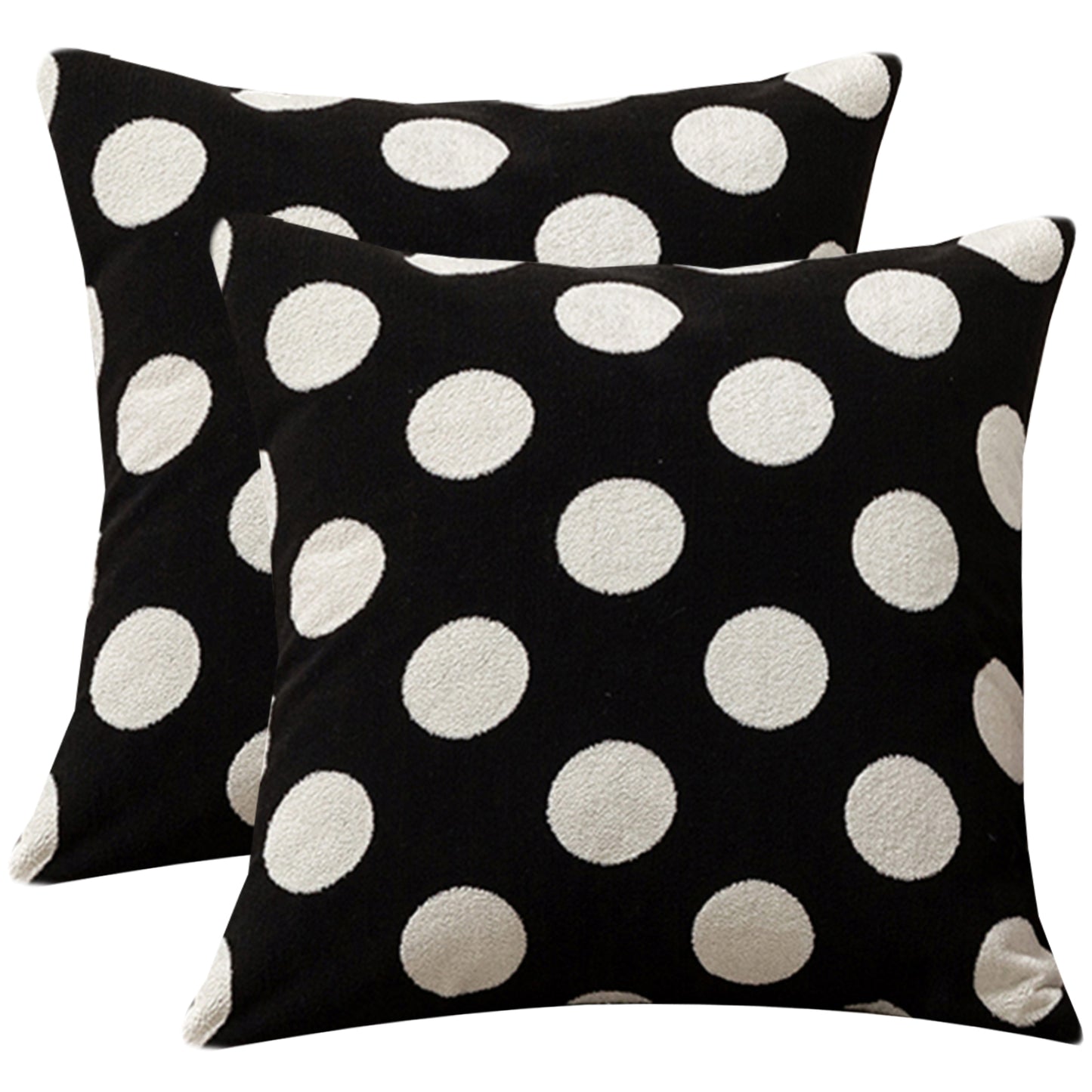 Polka Dots Throw Pillow Covers 18x18 inch Set of 2 Bohemian Farmhouse Decorative Cushion Covers