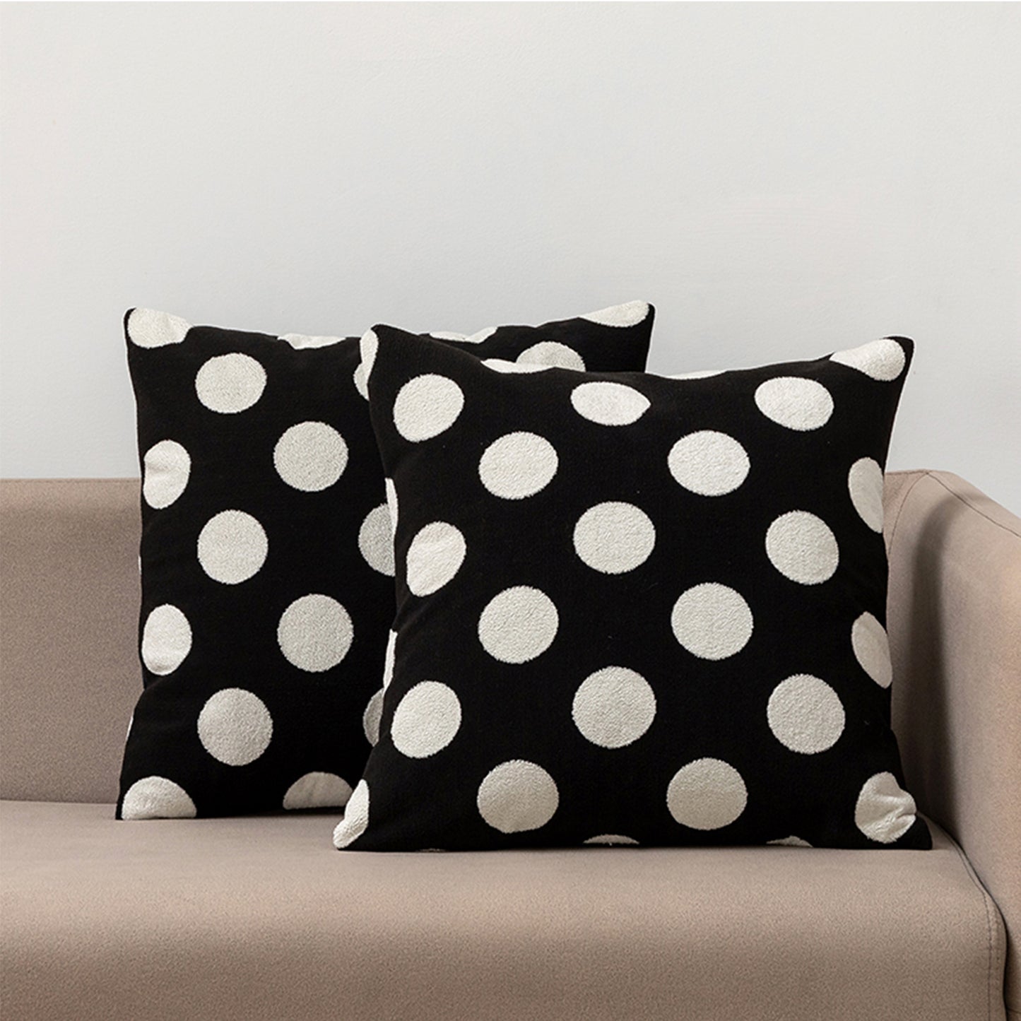 Polka Dots Throw Pillow Covers 18x18 inch Set of 2 Bohemian Farmhouse Decorative Cushion Covers