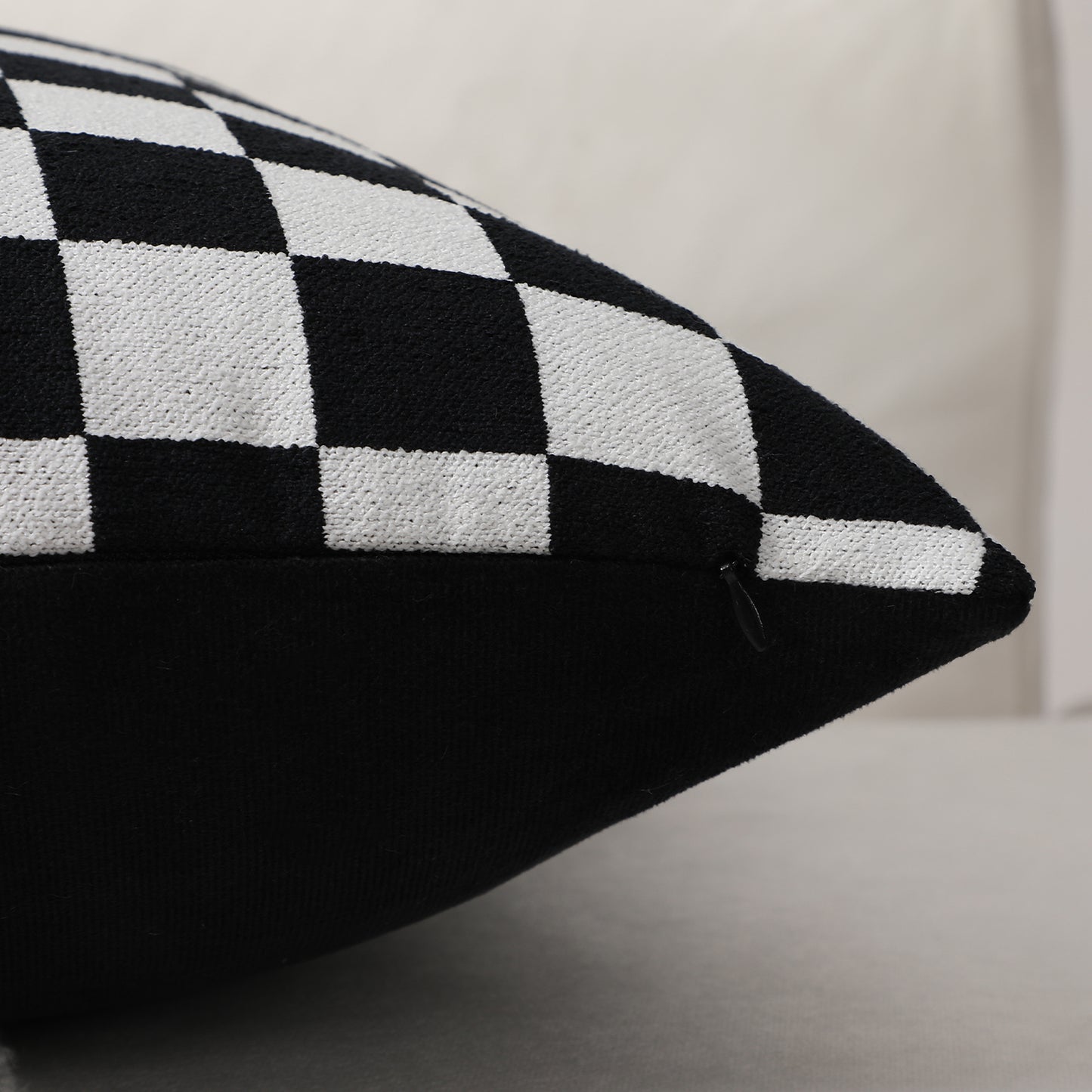 Checkerboard Throw Pillow Covers Set of 2 Chenille Geometric Decorative Cushion Covers